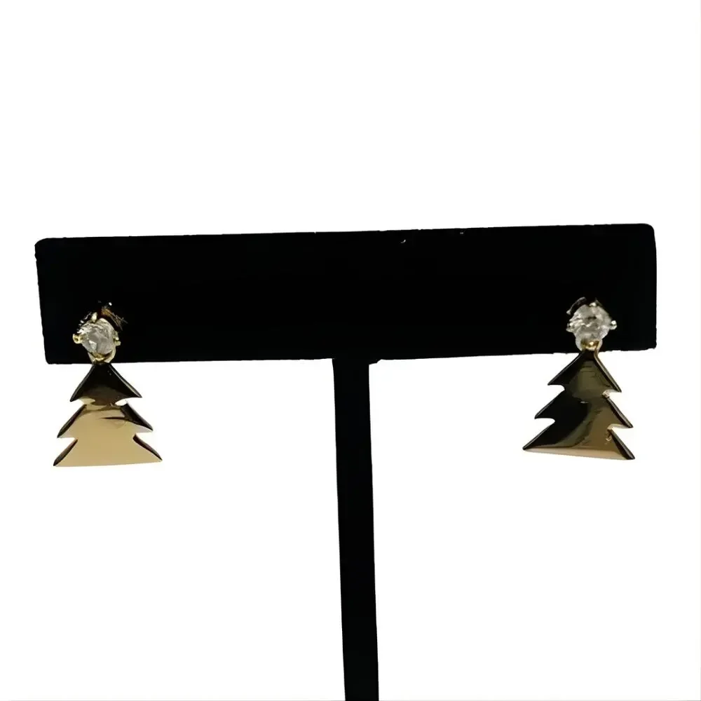 Christmas Tree Earrings Silver Gold Santa Hat Poinsettia Bundle Lot 5 Pairs